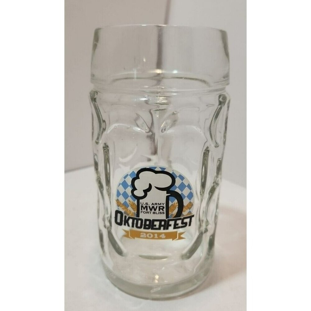 Dimpled Oktoberfest 2014 Fort Bliss TX US Army MWR Beer Glass Mug Stein